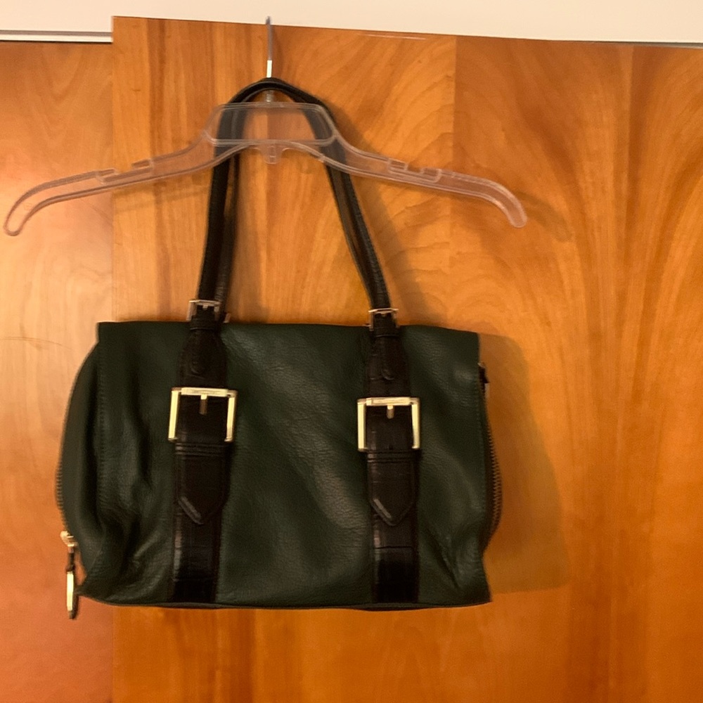 Isaac Mizrahi New York green leather bag purse EUC!